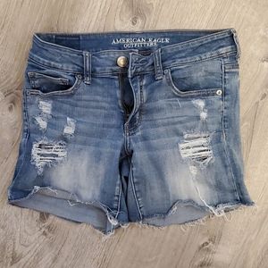AEO Distressed Midi Shorts